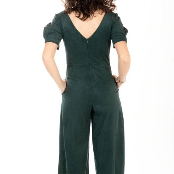 Pantsuit Lucia Wide Leg Raw Hem Emerald Green Medium LYSSE New York New - Picture 3 of 7